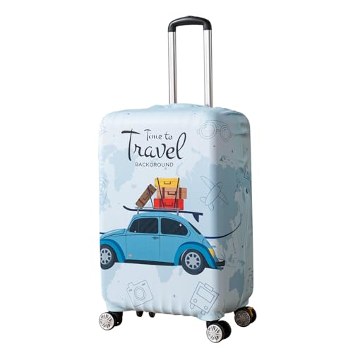Image of HOKIPO Suitcase Covers for Trolley Suitcase, 220gsm Durable and Washable, Large (26-27inch) - Road Trip (AR-6345-D13)