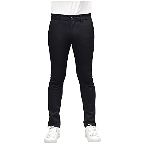 Men's Skinny-Fit Chino Trouser, 4-Way Stretch Material, Stylish Quality Smart Casual Trousers, Skinny Fitted, Cotton Fabric Black Cover