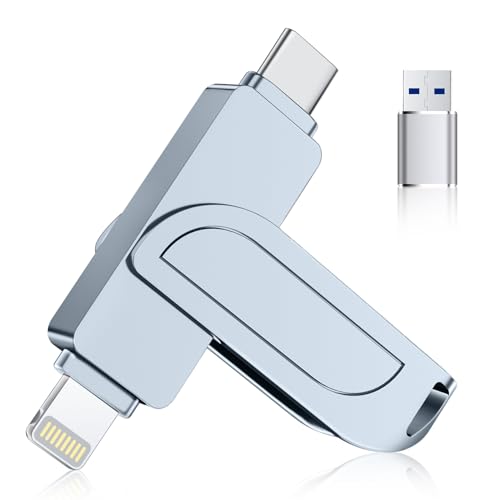 [sans App] Gaulau Cle USB C 256Go, Clé USB pour iPhone Certifiée Apple, Cle USB 3.0 pour iPhone Stockage MFi Lightning, 3 en 1 Mémoire Externe Clef USB pour...