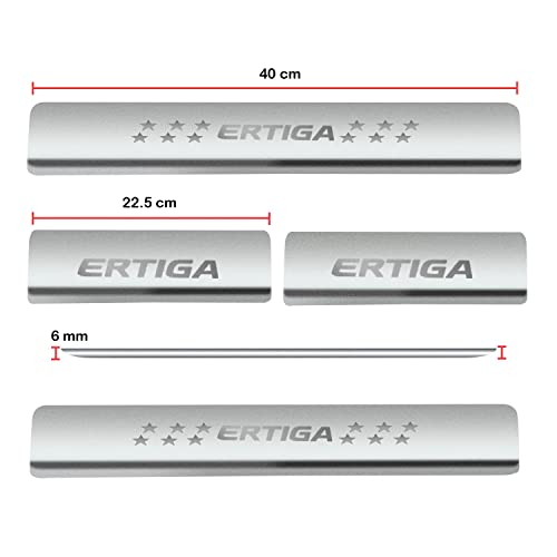 Image of AC Door Sill /Foot Step Stainless Steel Scuff Plate Plates Compatible with Suzuki Ertiga (Model 2018-2024) (Set of 4 Pcs)