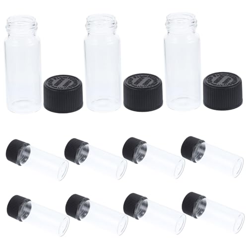 OATIPHO 12 piezas Botellas de Vidrio Transparentes Tapas de Herméticas Reutilizables y Portátiles para Aceites Esenciales Cremas y Muestras Resistentes Fugas para Viajes y Uso Diario