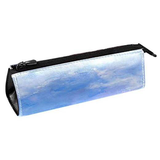 WOSHJIUK Estuche para lápices Estuche para rotuladores Cuero de PU,Olas de Acuarela del océano,Bolsa Impermeable para lápices