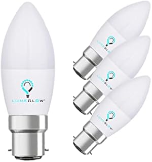 LumeGlow B22 Bayonet Cap Candle LED Light Bulb | 6W Energy-Saving Bulb (40W Equivalent) | C37 Shape | Long Life (50,000 Hours) | (3, Cool White 6000k)