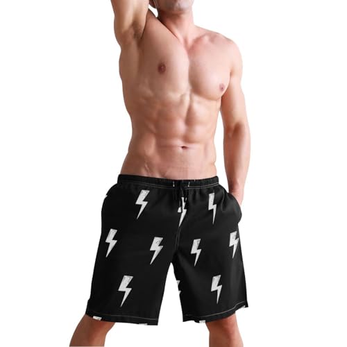 Men's Swim Trunks Quick Dry Swimming Shorts with Pocket Lightning Bolt Pattern Print Swimsuit Trunks4