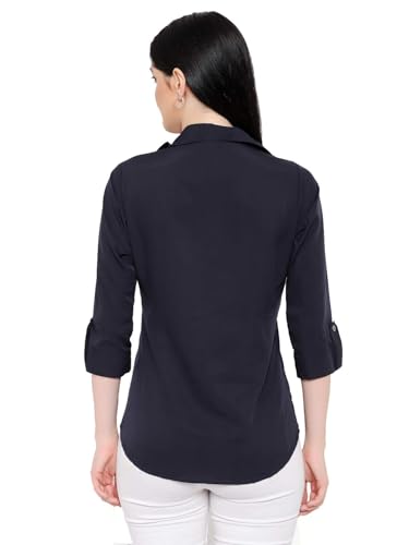 Image of Leriya Fashion Women Crepe Solid Regular Fit Long Tops Oversized Shirt
