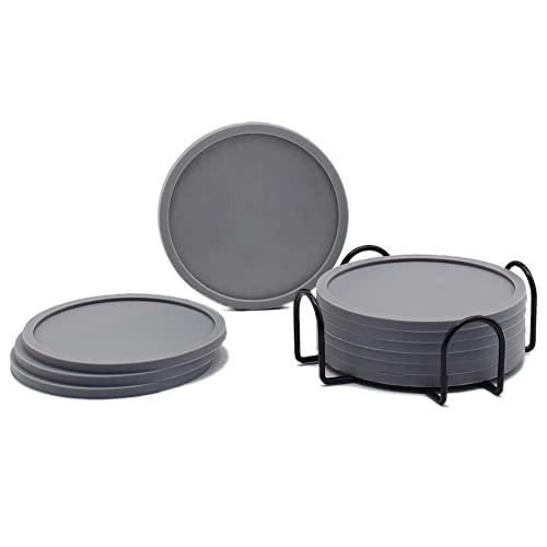 Silicone Drink Coasters By Cilnizriy, Heat Resistant, Soft Coaster For Tabletope Protection, Furniture From Damage (Grey, 6) #TOP6