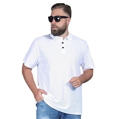 Polo manches courtes homme col rabattable haut d'été respirant blanc 6XL