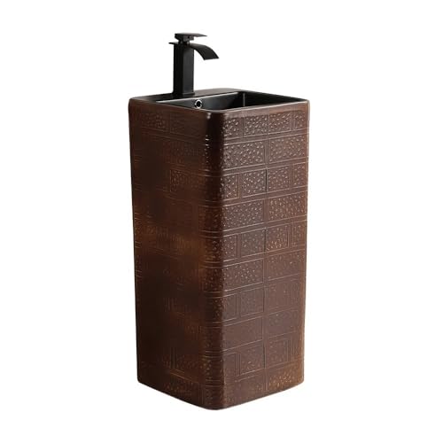 Independiente Lavabo de pedestal baño con desagüe y grifo, lavabo cerámica una pieza for balcón moderno