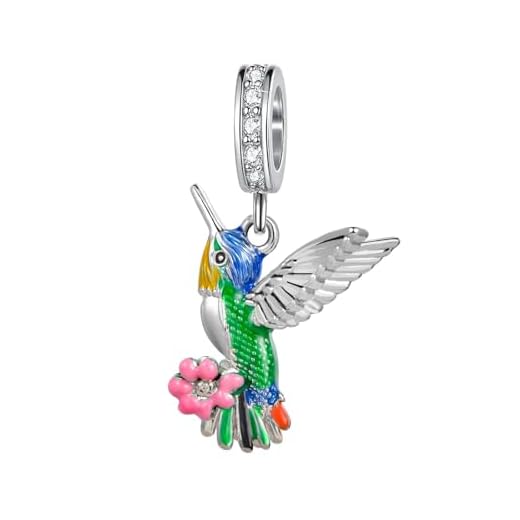 ZakiaHo Berloques de aniversário de beija-flor coloridos para pulseiras, berloques pendurados para mulheres, joias femininas com pingentes Pandora