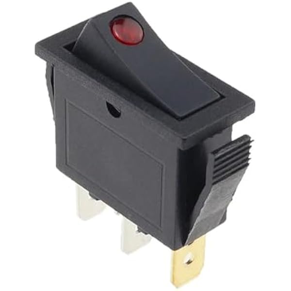 5 SZTUK 3-biegunowy przełącznik kołyskowy KCD3 WŁ. AUS 2-biegowa dioda LED AC 16A 250 V (czerwony)