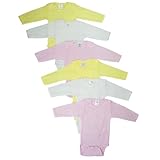Newborn Onesie 6-Pack Long Sleeve Cotton Baby Clothes Soft Pastel Onesies Expandable Neck
