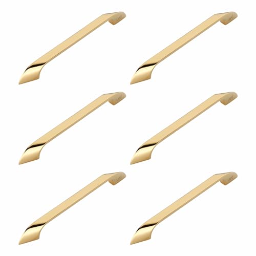 Image of LAPO 10 Inch Cabinet Handles for Drawer and Wardrobe, Ideal for Kitchen Furniture, Clean Finish Design, DIY Installation, 3 Years Warranty (224mm, PVD Gold Finish, Pack of 6) Twist