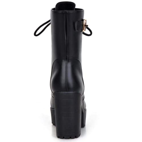 Womens Ankle High Heel Boots High Heels Ankle Booties for Women Platform Lace Up Zipper Autumn Winter Shoes4