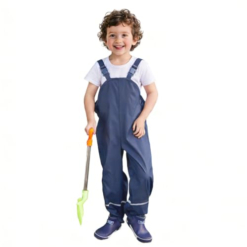 Image of SSAWcasa Kids Rain Pants, Toddler Waterproof Boys Girls Pants, Mud Dirty Proof Rain Suspender Trousers Overalls