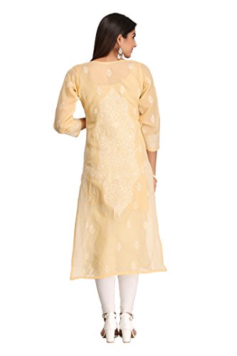Image of Ada Hand Embroidered Lucknowi Chikankari Cotton Kurta for Women A252866