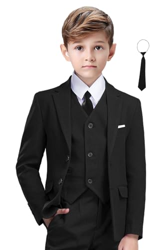 Image of Suit for Boy Formal Slim Fit Tuxedo 5 Pieces Kids Toddler Wedding Outfit Blazer Pants Vest Set Boys Suits