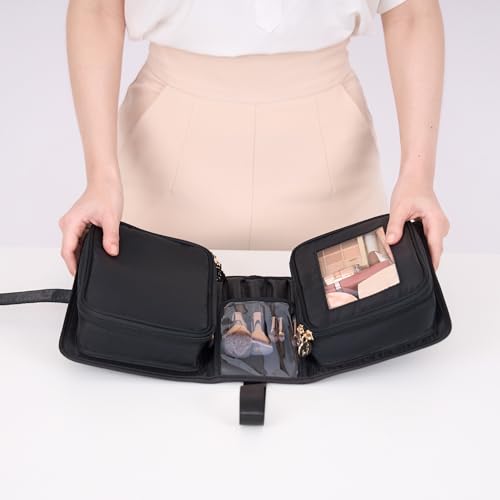 Travel Makeup Bag for Women for Cosmetics, Brushes, and Toiletries, Compact and Portable Makeup Organizer, Large Capacity Storage Cosmetic bag for Business, Vacation, or Weekend Traveling (Black)2