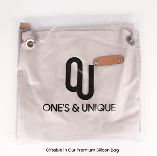 One's & Unique - Kitchen Apron for Chiefs, Hydrofobic 100% Duck Cotton & Real Leather Combination