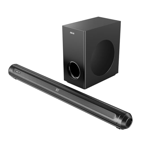 Image of AKAI Soundbar Home Theatre 160W with Remote - 1 Year Warranty | 2.1 Channel Sound Bar with 6.5 inch Sub-Woofer | HDMI ARC, V5.3 Bluetooth, USB, Aux Input | Supports TV, PC & Smartphone (SigmaX-160)