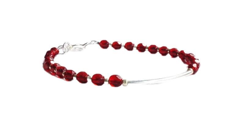 Bracelet pierres de grenat facettées 5mm de qualité joaillerie