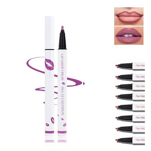 Rietoiu Cool Story 2-in-1 Waterproof Longwear Liquid Lip Liner, Matte Lip Stain Marker, 08