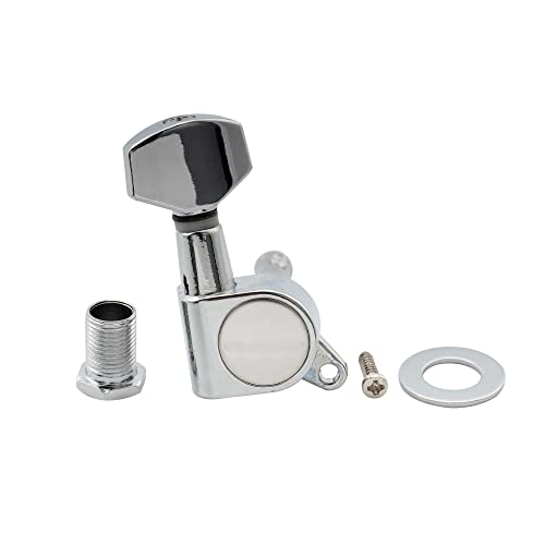 Musiclily 6-In-Line Sealed Electric Guitar String Tuning Pegs Keys Machine Head Tuners Set Right Hand For Fender Stratocaster Telecaster Guitar, Chrome #TOP3
