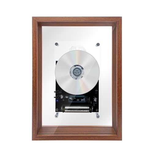 Plyisty Lecteur CD Mural avec Cadre Photo Rétro, Lecteur CD Vertical Transparent, Batterie Amovible, Bluetooth 5.0 et AUX, pour Chambre à Coucher,...