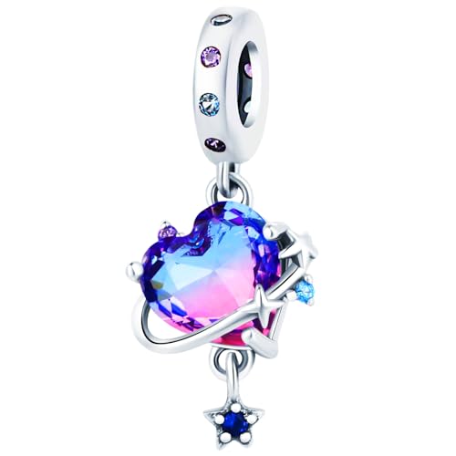 925 Sterling Silver Charms Beads for Bracelets Necklaces, Boho Dream Catcher Star Moon Shell Cat Butterfly Heart Airplane Pendant, Blue Purple Colorful Cute Jewelry Birthday Gift for Women Men