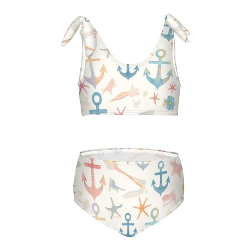 KLL Ocean Simple Anchors Girl 2 Piece Bikini Sets Beach Bathing Suit Swimwear Cute Shoulder Strap