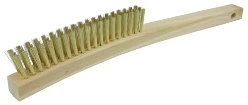 Image of Weiler 44118 0.006 inch Wire Size, 5-1 /2 inch Brush Length, 13 inch X 7 /8 inch Block Size, 3 x 19 No. of Rows, Brass Bristles, Hardwood Block, Plater's Scratch Brush, Made in the USA (Pack of 12)