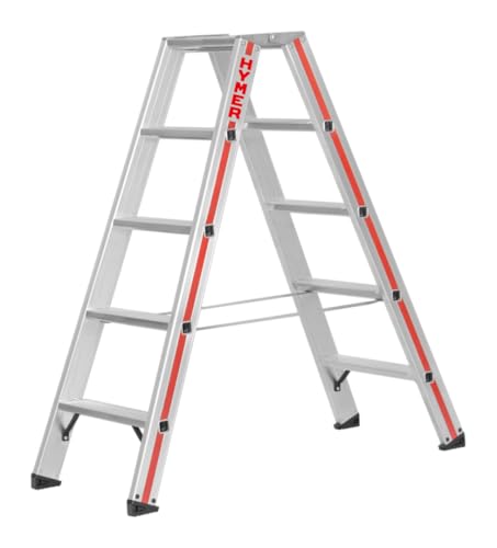 Hymer Stufenstehleiter 2x5 Stufen (beidseitig begehbar, verstärkte Stufen, Spreizsicherung) 802410