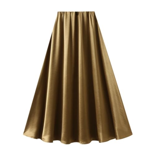 Jupe midi en satin d'acétate coupe en A pour femme en automne