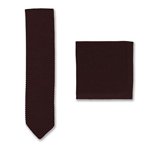 Ensemble cravate et carré de poche en tricot marron style casual