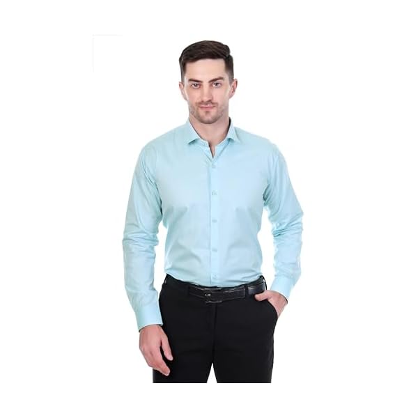 Sparrow Outfit Men’s Cotton Blend Regular Fit Shirt | Casual Wear Formal Shirts for Men and Boys | Spread Collar Long Sleeve Button Down Shirt for Office and Special Occasions (Baby Blue Zigzag)