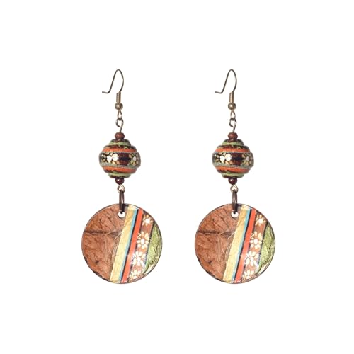 Image of Handcrafted Tribal & Dhokra Art Earrings for Women - Wooden, Nature-Inspired Statement Drop & Traditional Ethnic Designs