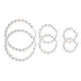 iplusmile Pendientes de Perlas Mujer 3 Pares Aro Grande Redondeado 8mm Colgante Beige Minimalista para Niñas y Mujeres Diseño Llamativo