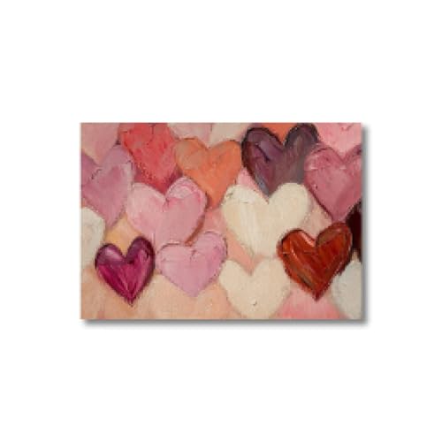 Peinture abstraite texturée cœurs de qualité supérieure cadre haut de gamme 30x40