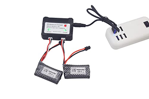 Fytoo 2Pcs 7.4V 800Mah With Sm Plug Lithium Battery With 2 In 1 Charger For Syma Q12 Wpl D12 Rc Truck Parts Anstoy 1085 1086 1087 1088 Gel Ball Blasting Machine Lithium Battery #TOP2