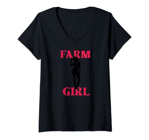 Femme Farm Girl Farm Girl Paysage Cool Casual Cowgirl T-Shirt avec Col en V