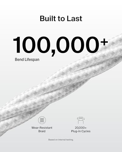 Image of Belkin USB A to USB C Cable 2-Pack, 3.3ft, 15W - Type C Charger, iPhone Charger Cord, Soft, Braided, Flexible for iPhone 17 & 16, Galaxy S26, Pixel 10, iPad Pro, Airpods Pro, Switch & More - White