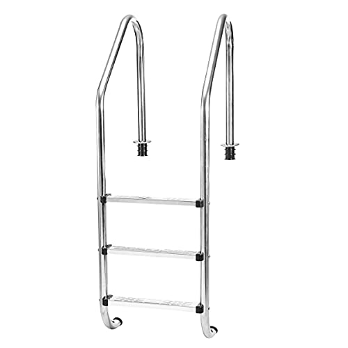 3 Steps Swimming Pool Ladder Removable Stainless Steel Anti Slip Step In-Ground Pool Ladder