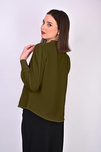 Image of Women's Regular Fit Solid Pleated Cotton Blend Shirts