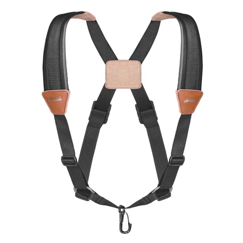 Flexzion Sangle d'Épaule Rembourrée pour Saxophone, Support de Sax avec Harnais Réglable et Crochet Métallique, Accessoire Instrument de Musique, pour Sax...