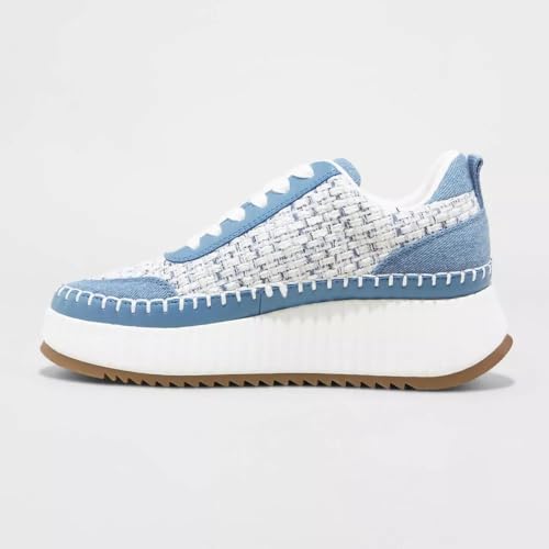 Natural Woven Lace Up Platform Sneakers for Women Low Top Stitching Classic Causal Shoes2