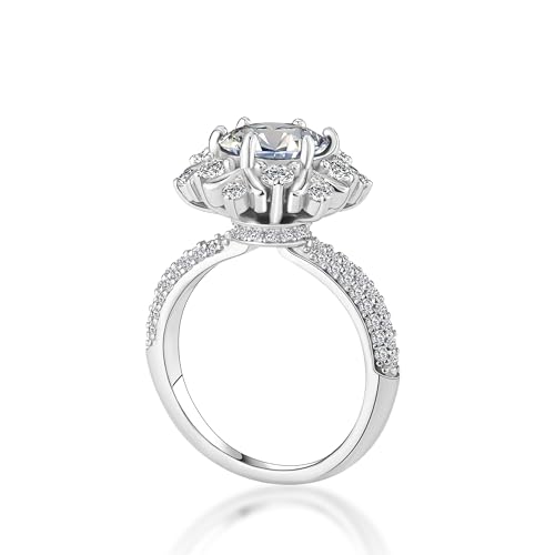 2 Carat Flower Moissanite Engagement Ring for Women, 925 Sterling Silver Large Flower Shaped Moissanite Promise Wedding Ring2