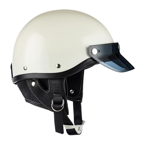 Casco de motocicleta de media cáscara con acabados mate y correas reforzadas para hombre