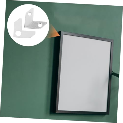 Image of OSALADI 1 Set Aluminum Corner Brackets with Spring Clips Heavy Duty Picture Frame Fasteners for Secure Hanging Versatile Hardware for Home Office Gallery Display