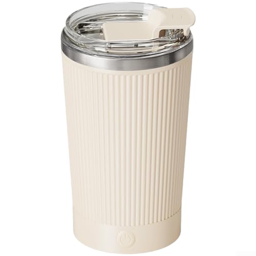 Taza de viaje magnética agitadora con operación de un solo toque y carga tipo C para batidos de proteínas de café y suplementos con interior de acero inoxidable 316 (forro interior 316 gris claro)