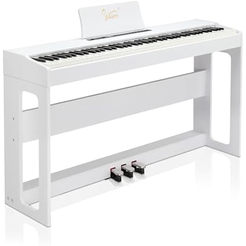 GLARRY Digital Piano 88-Key Home Full Weighted Hammer Heavy Action Digital Piano for All Experience Levels, Beginer, Portable Electric Keyboards Piano, Triple Pedals (White)