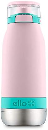 Ello Emma 14oz Vacuum Insulated Stainless Steel Kids Water Bottle with Straw and Built-in Carrying Handle and Leak-Proof Locking Lid for School Backpack, Lunchbox and Outdoor Sports, Cotton Candy